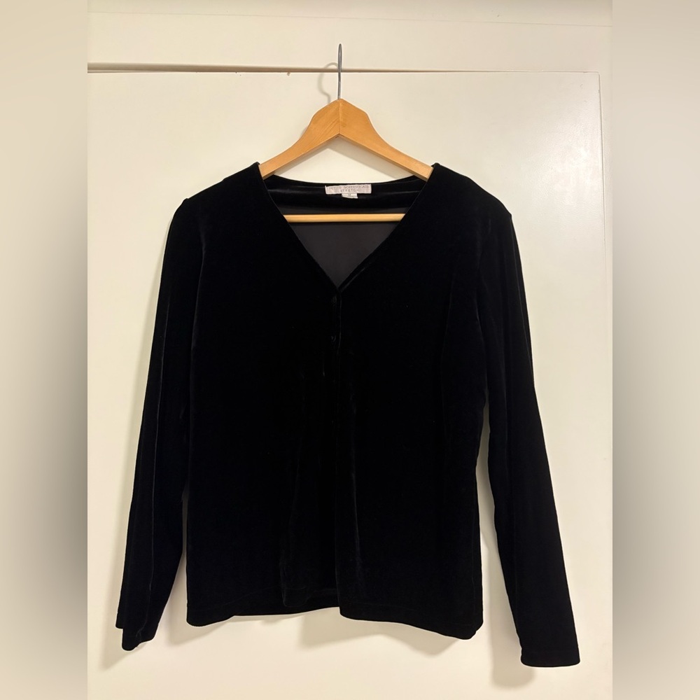 Petite Sophisticate Black Velvet Top